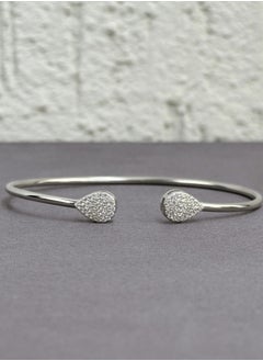 Al Kasr Jewelry Teardrop Elegance Bangle - Adjustable Size - Sterling Silver 925 with Zircon Stones - Plated Rhodium White Gold 18K  - Image 4
