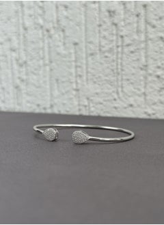 Al Kasr Jewelry Teardrop Elegance Bangle - Adjustable Size - Sterling Silver 925 with Zircon Stones - Plated Rhodium White Gold 18K  - Image 2