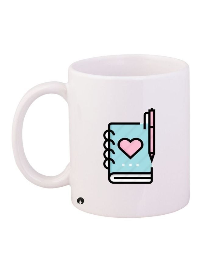 RYN Diary Printed Coffee Mug White/Blue/Pink 11ounce