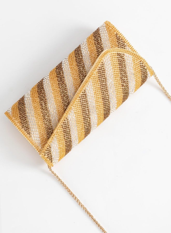 كوكو لاند حقائب يد صغيرة من كوكولاند للنساء، حقائب سهرة مزينة بالخرز، حقيبة مغلف لامعة بسلسلة قابلة للفصل للمناسبات الرسمية وحفلات الزفاف وأعياد الميلاد وحفلات التخرج (ذهبي) - Image 3