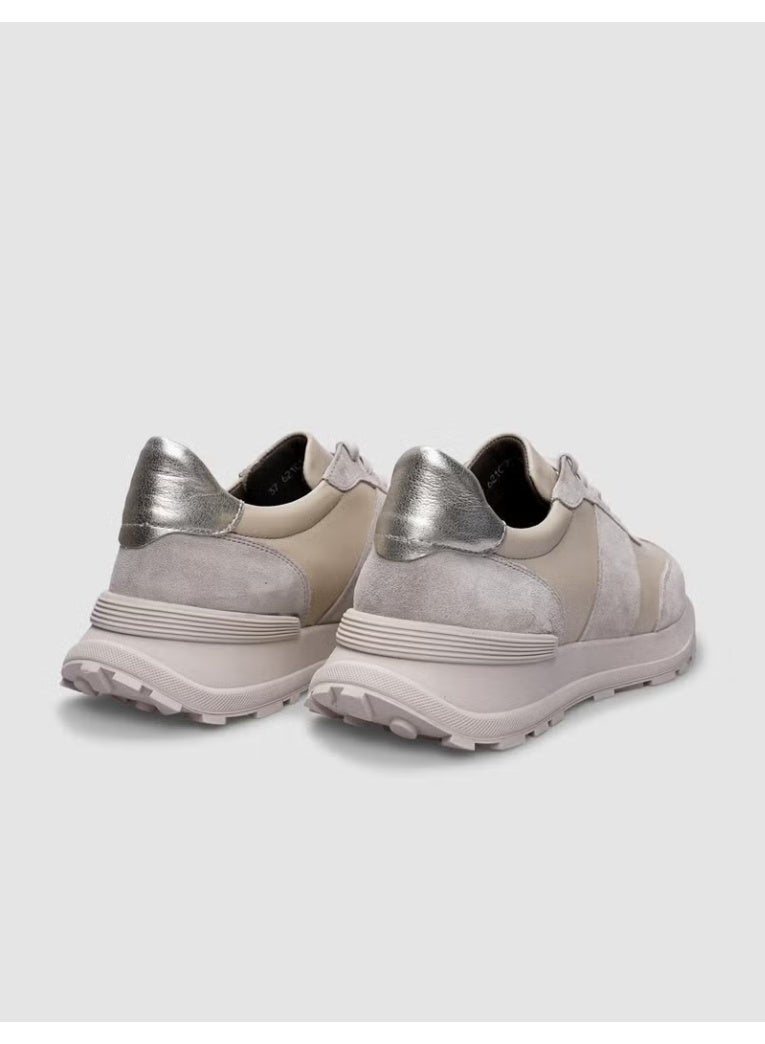 Cabani Women's Leather Lace-Up Sports Shoes - Beige - Image 2