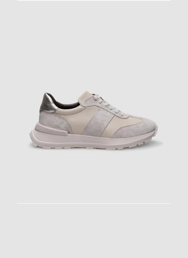 Cabani Women's Leather Lace-Up Sports Shoes - Beige - Image 1