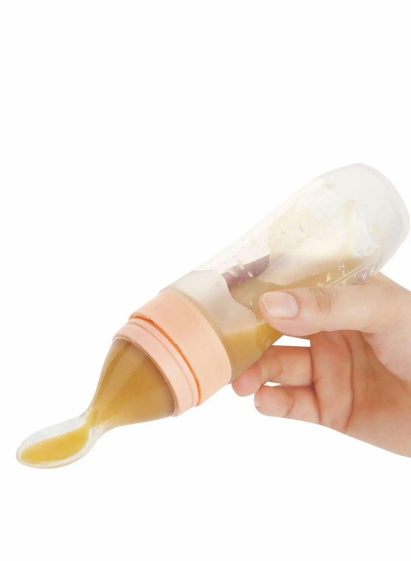 SYOSI Baby Silicone Feeding Bottle Spoon 2 Pieces Food Feeder with Standing Base 4 oz Infant Fruit Squeeze for Dispensing - Image 2