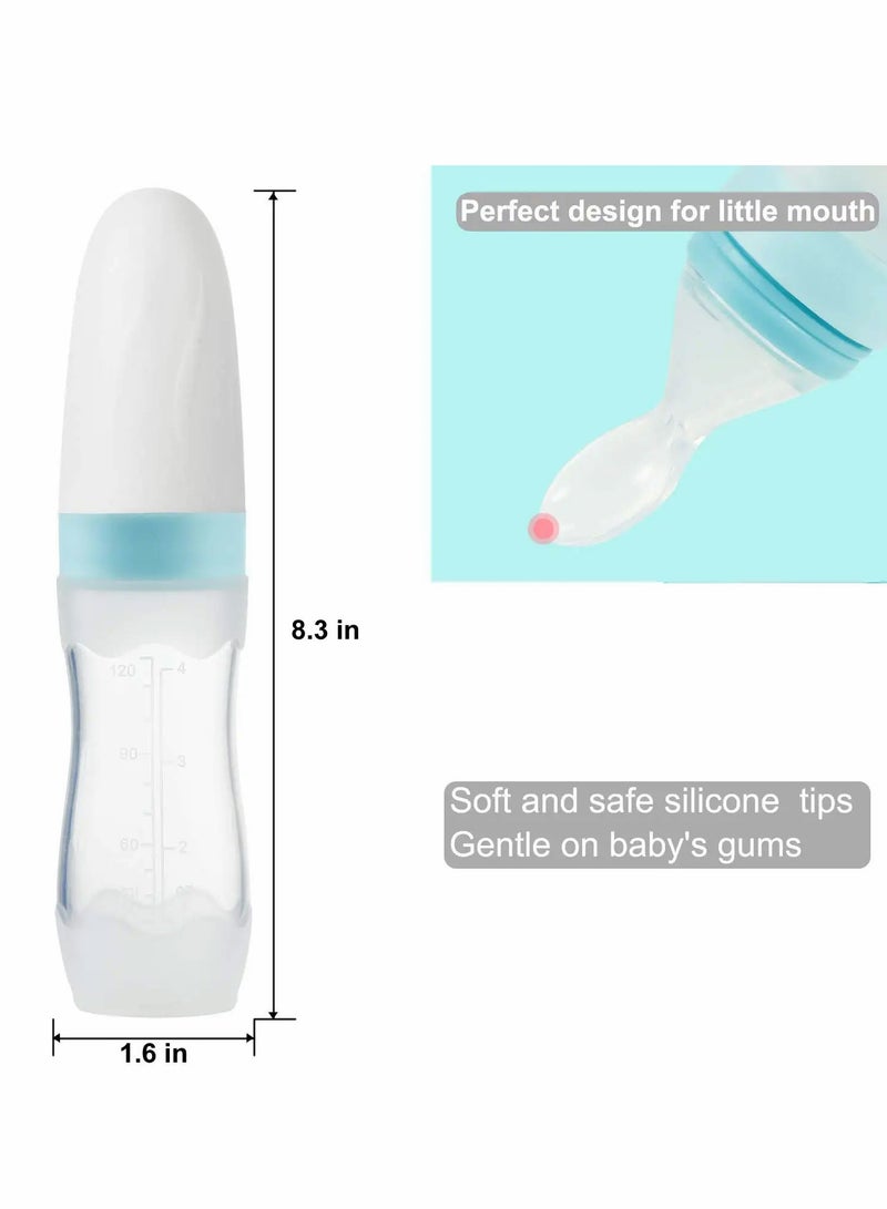 SYOSI Baby Silicone Feeding Bottle Spoon 2 Pieces Food Feeder with Standing Base 4 oz Infant Fruit Squeeze for Dispensing - Image 5