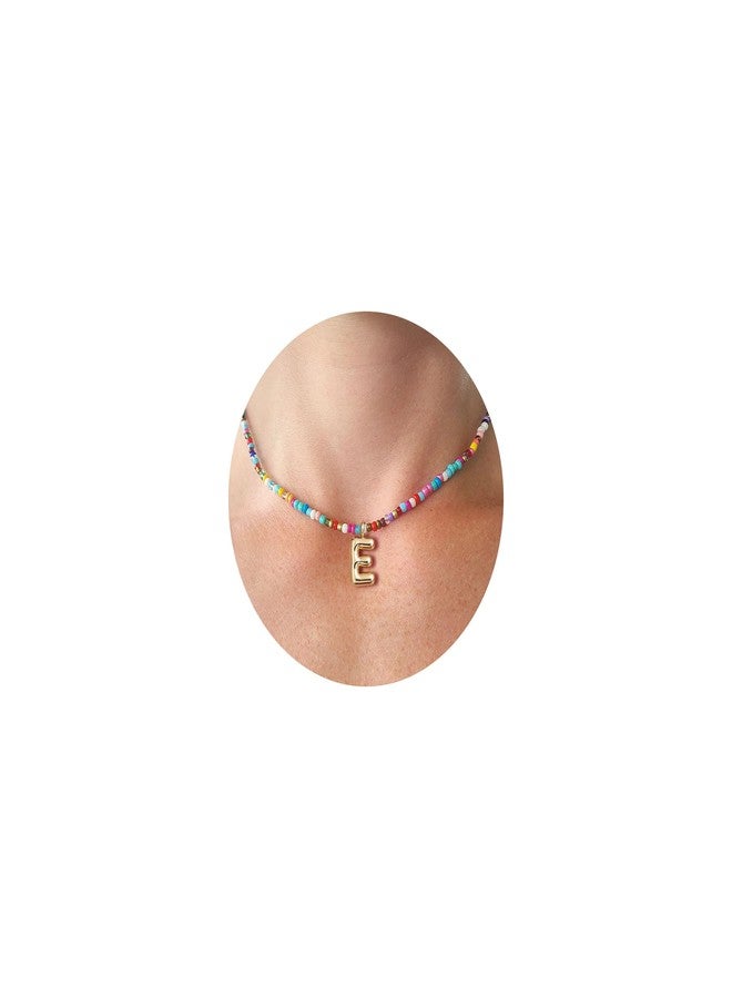 VRIUA Colorful Initial Necklaces for Women – Bubble Letter E Necklace Handmade Beaded Necklace Dainty Initial Necklaces for Girls Kids - Teen Girls Gifts Trendy Jewelry - Image 1