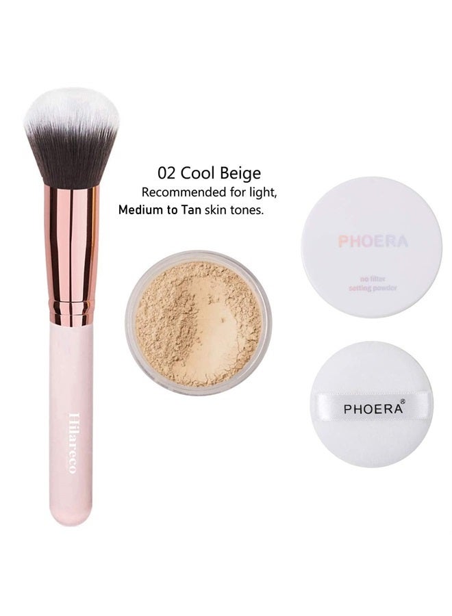 Hilareco PHOERA Foundation,Full Coverage Foundation,PHOERA Primer,PHOERA Powder,PHOERA Concealer PHOERA Makeup Set, Kabuki Makeup Brushes Foundation Brush Powder Brush,2 Makeup Sponge (2 PCS #103 Warm peach) - Image 2