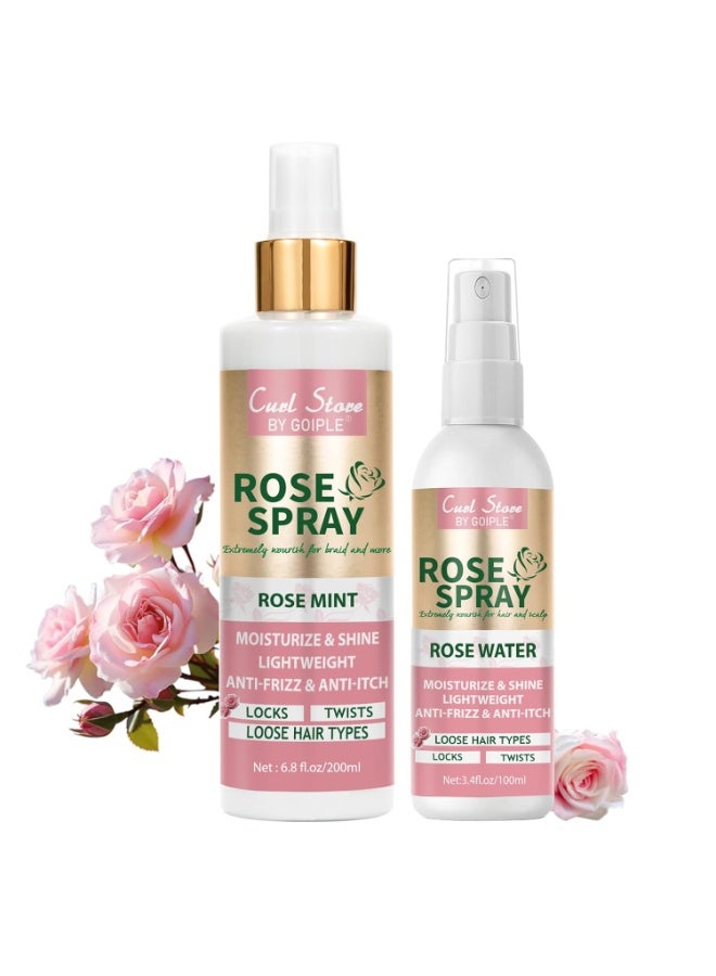 Goiple Rose Water Spray for Hair Scalp Moisturize Rose Water for Hair Refreshing Rosewater for Hair Natural Loc Gel for Retwist Rose Water for Locs (200ml&100ml rose spray) - Image 1