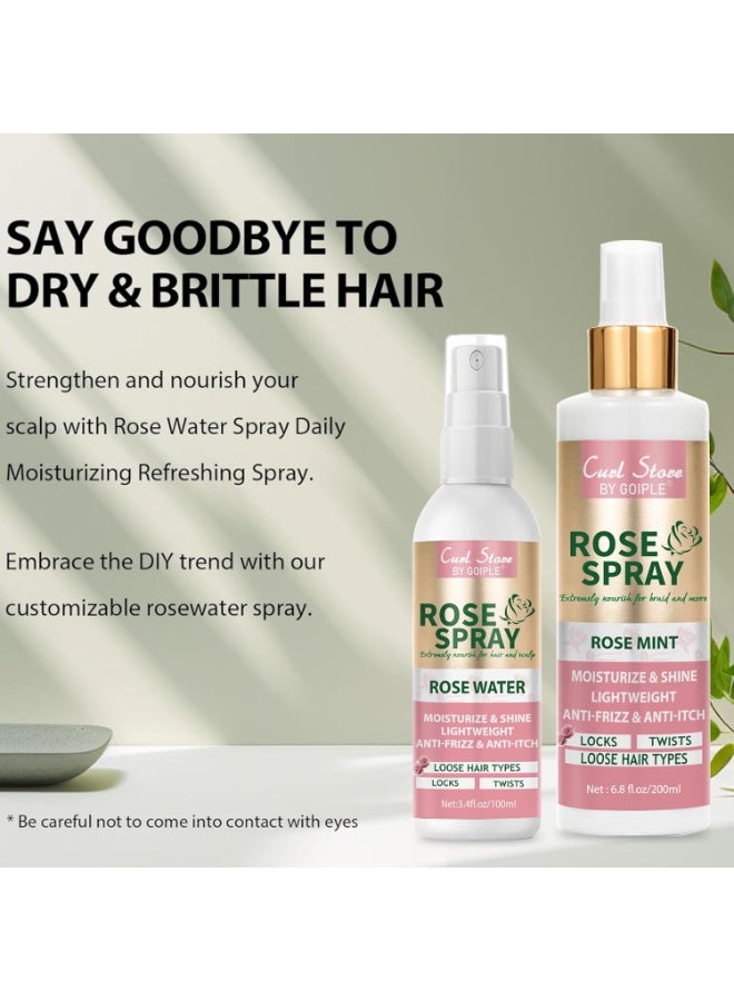 Goiple Rose Water Spray for Hair Scalp Moisturize Rose Water for Hair Refreshing Rosewater for Hair Natural Loc Gel for Retwist Rose Water for Locs (200ml&100ml rose spray) - Image 2