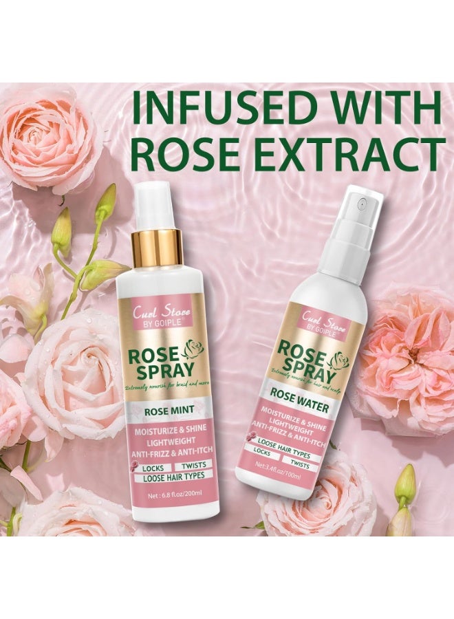 Goiple Rose Water Spray for Hair Scalp Moisturize Rose Water for Hair Refreshing Rosewater for Hair Natural Loc Gel for Retwist Rose Water for Locs (200ml&100ml rose spray) - Image 3