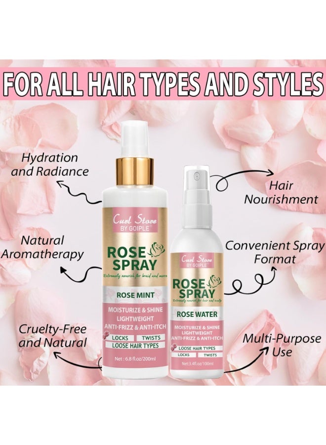Goiple Rose Water Spray for Hair Scalp Moisturize Rose Water for Hair Refreshing Rosewater for Hair Natural Loc Gel for Retwist Rose Water for Locs (200ml&100ml rose spray) - Image 4