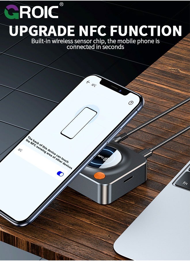 GROIC Bluetooth 5.1 Receiver, with NFC, TF Card Slot, 3.5mm AUX/RCA, Wireless Audio Adapter Low Latency for Home Music Streaming Stereo System  - Image 3
