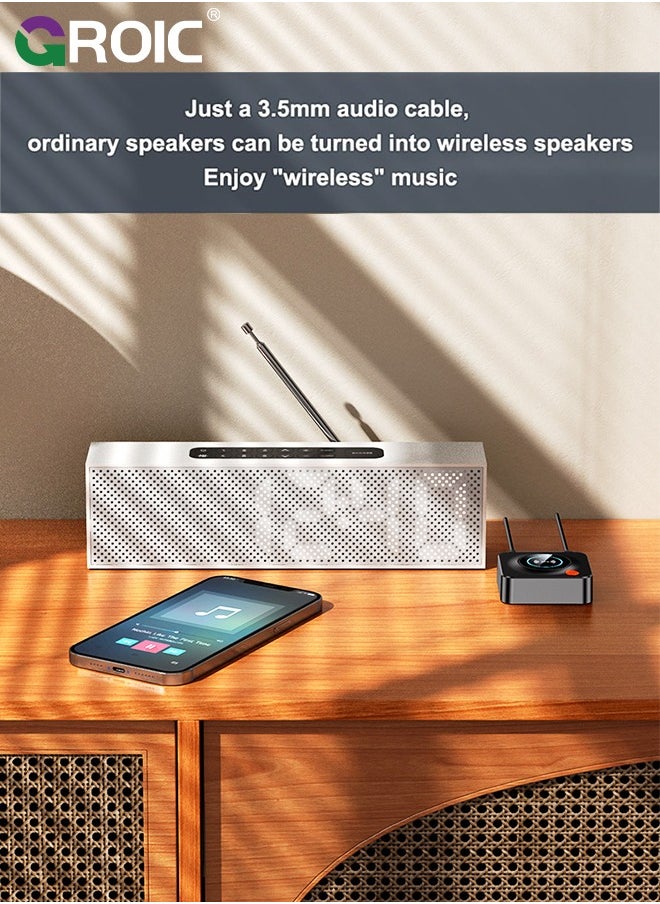 GROIC - جهاز استقبال بلوتوث 5.1، مع NFC، فتحة بطاقة TF، 3.5 ملم AUX/RCA، محول صوت لاسلكي زمن انتقال منخفض لنظام ستيريو بث الموسيقى المنزلية - Image 1