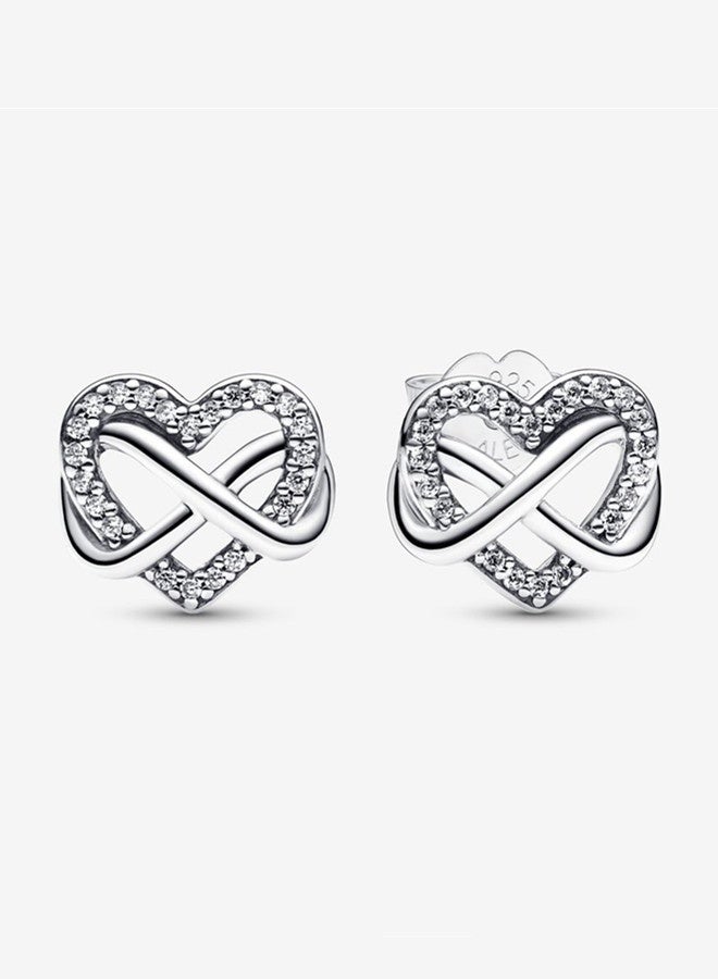 Chomel Cubic Zirconia Women's 925 Silver Shining Heart Earrings - Image 1