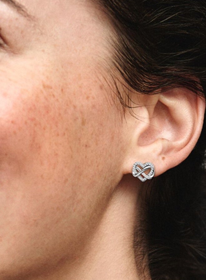 Chomel Cubic Zirconia Women's 925 Silver Shining Heart Earrings - Image 2