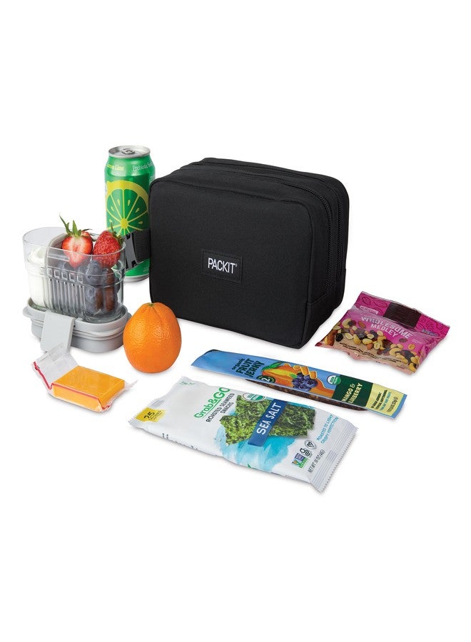 PackIt Freezable Dual Compartment Snack Box, Black, Insulated and Freezable with ECOFREEZE Technology, Buckle Handle, Zip Closure, Reusable, Collapsible, Designed for Perishables and Dry Snacks - Image 5