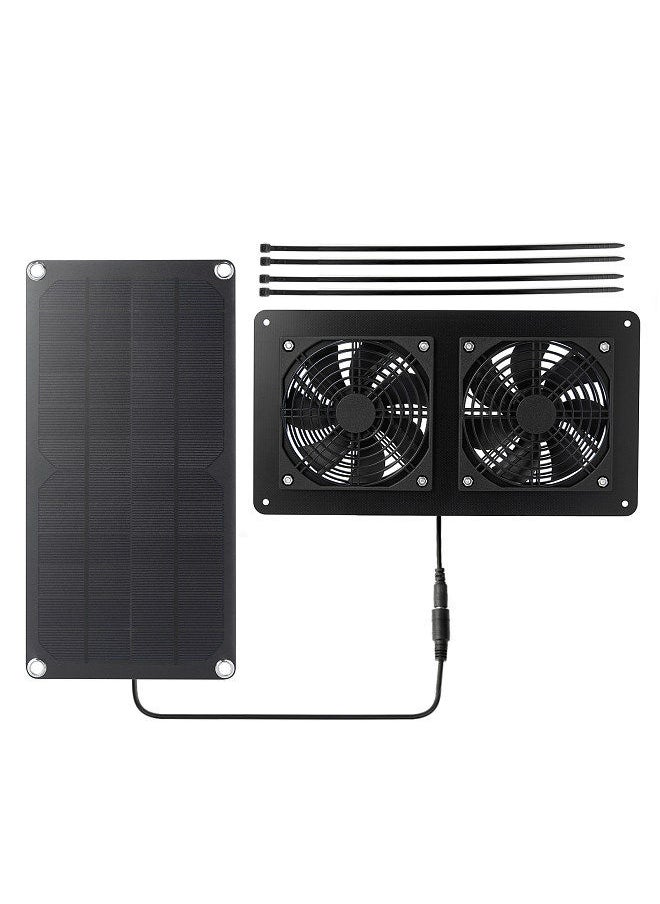 Generic - Solar Powered Dual Fan Panel Fan 10W Weatherproof solar panel kit  for Small Chicken Coops, Greenhouses, Sheds,Pet Houses, Window Exhaust - Image 1