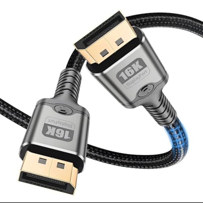 16K DisplayPort Cable 2.1, High Speed 40Gbps Video Transmission 6.6FT Braided Cord for 8K 120Hz 4K 240Hz HDR, Gaming Cable for Monitors, G-Sync/FreeSync Braided Cable, Desktop PC - Image 1