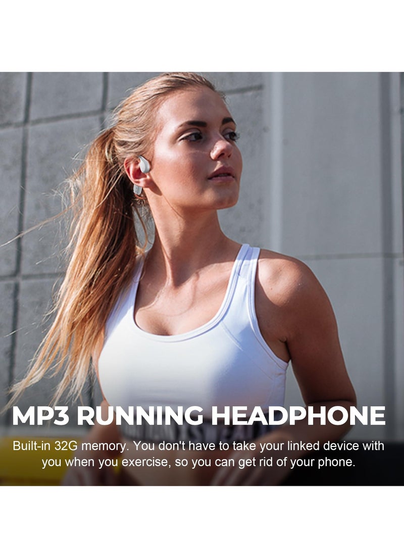 Bone Conduction Headphones - 32GB Built-in Memory, Bluetooth 5.3, Lightweight, Open-Ear Wireless Headphones for Swimming and Running - Orange - Image 3