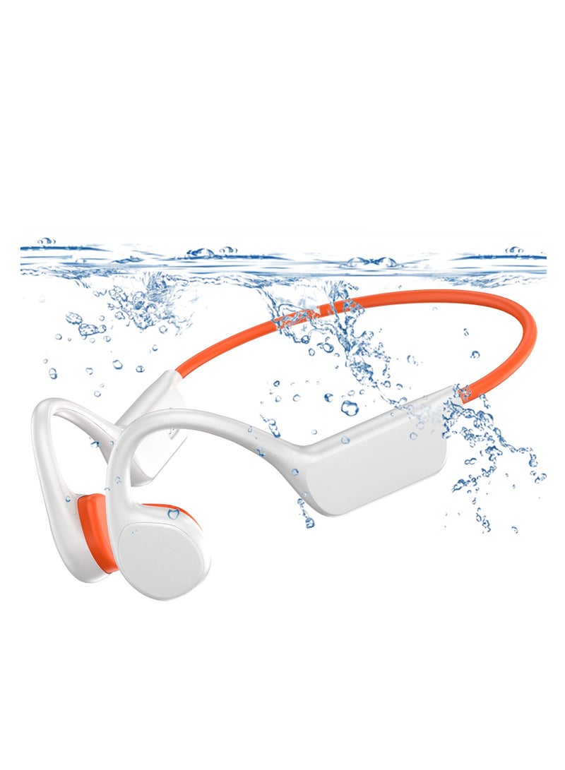 Bone Conduction Headphones - 32GB Built-in Memory, Bluetooth 5.3, Lightweight, Open-Ear Wireless Headphones for Swimming and Running - Orange - Image 1