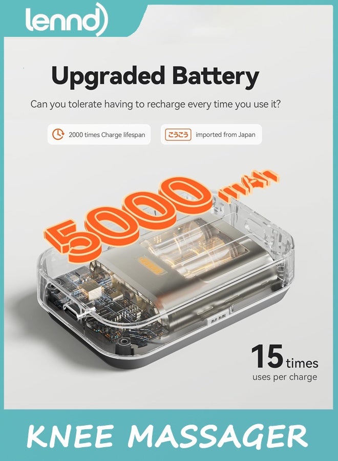 LENND Cordless Knee Massager with Heat Vibration for Pain Relief, MAXwarm 4.0[2025 Upgraded] - Electric Heated Knee Brace with 5 Heat Levels and 3 Massage Mode, Gifts for Men Women (Grey, Pair) - Image 3