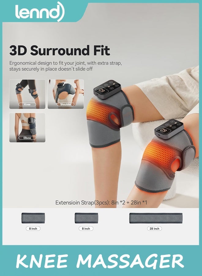 LENND Cordless Knee Massager with Heat Vibration for Pain Relief, MAXwarm 4.0[2025 Upgraded] - Electric Heated Knee Brace with 5 Heat Levels and 3 Massage Mode, Gifts for Men Women (Grey, Pair) - Image 4