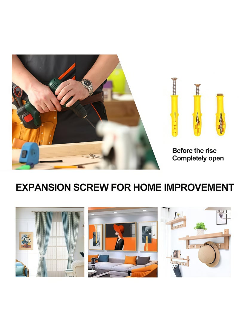 SKT Shiketro 200Pcs Plastic Drywll Anchors and self Tapping Screws Assortment Kit,Different Sizes of Wall Plugs and Screws Set with Organizer Box, self Drilling Anchor for HollowWall Hanging - Image 4