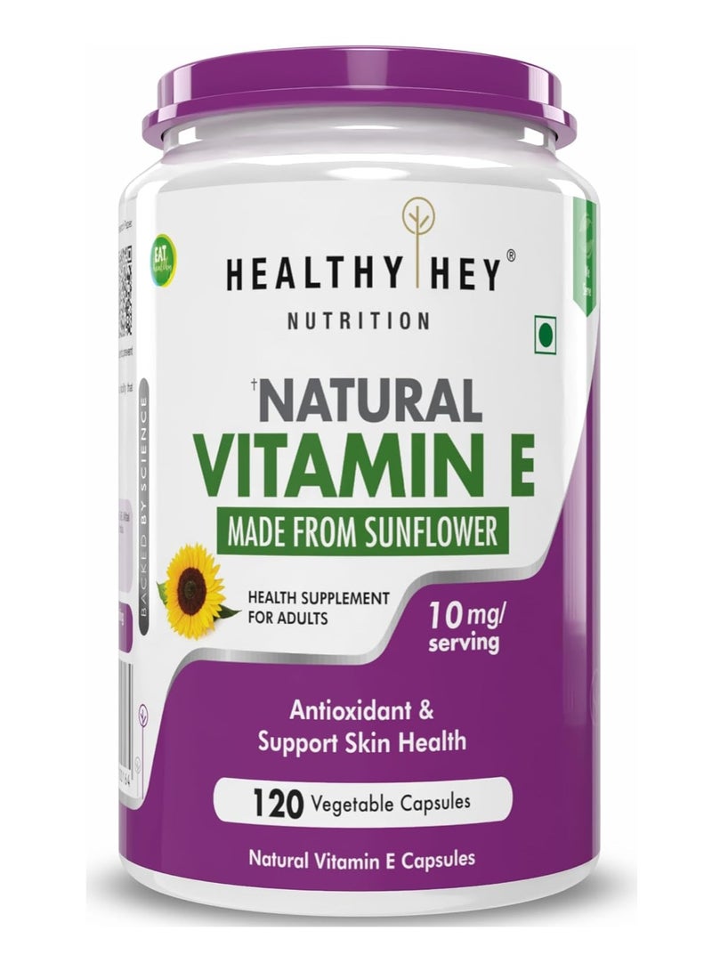 HealthyHey Nutrition HealthyHey Vitamin E Capsules | Vitamin E for Skin & Hair | Sunflower - D-Alpha-Tocpherol -120 Veg Capsules - Image 1