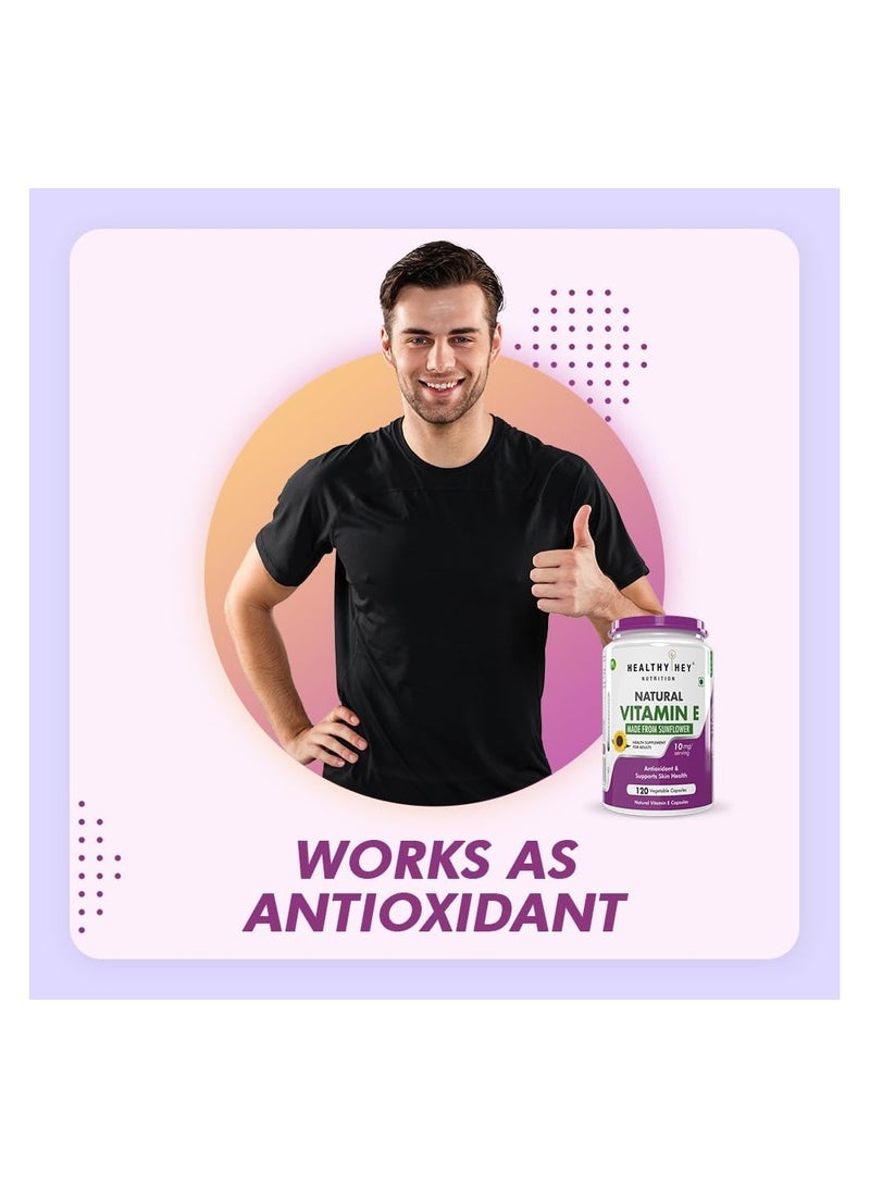 HealthyHey Nutrition HealthyHey Vitamin E Capsules | Vitamin E for Skin & Hair | Sunflower - D-Alpha-Tocpherol -120 Veg Capsules - Image 3