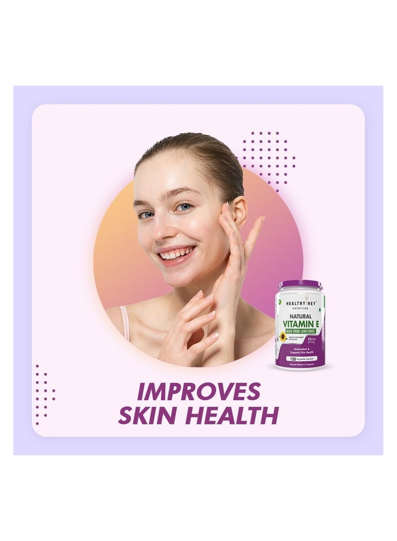 HealthyHey Nutrition HealthyHey Vitamin E Capsules | Vitamin E for Skin & Hair | Sunflower - D-Alpha-Tocpherol -120 Veg Capsules - Image 4
