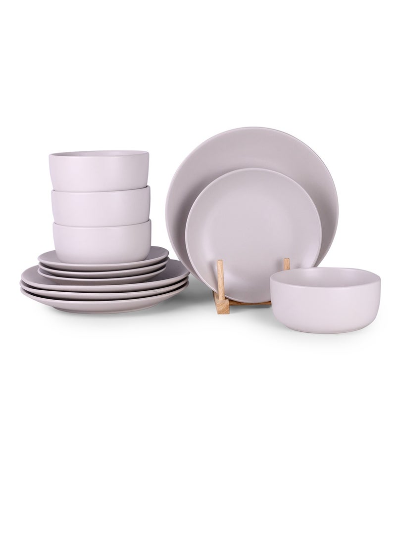 Cuisine Art - Cuisine Art OHA 12-Piece Glazed Dinner Set - Cream - Image 1