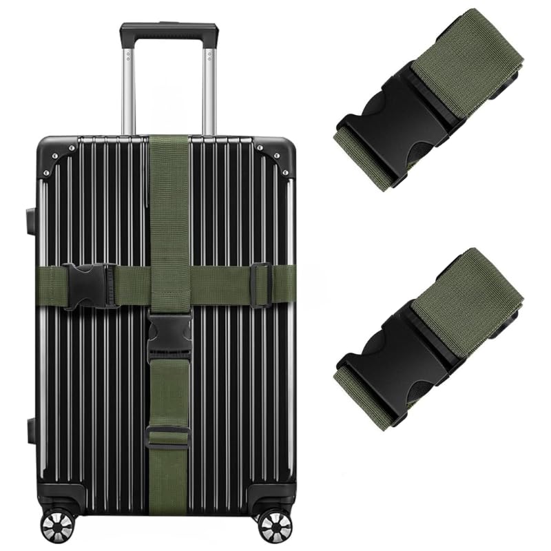 FUOCO Robustt Luggage Belt Suitcase Straps Pack of 2 with Adjustable Travel Belt Stylish Fashionable Design, Protect Your belongings Carry on Travel with Buckle Clip Bag Band Make in India - Image 1