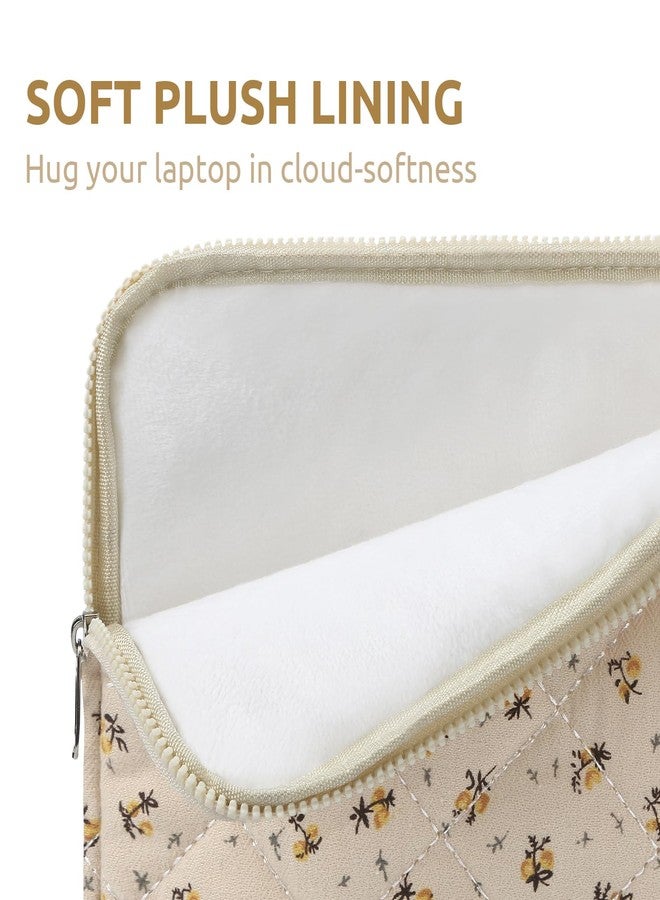 BBIQI Puffy Laptop Sleeve 13-15.6 Inch Cute Quilted Laptop Protective Case Padded Floral Computer Sleeve for MacBook (A-Yellow, 15 Inch) - Image 3