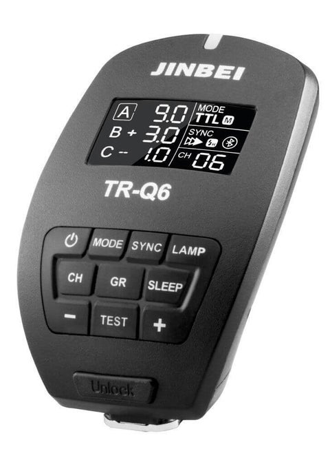 TR-Q6 Bluetooth Digital Flash Trigger: TTL compatibility for Canon, Nikon, Sony, and Fuji cameras, offering seamless flash control via Bluetooth.