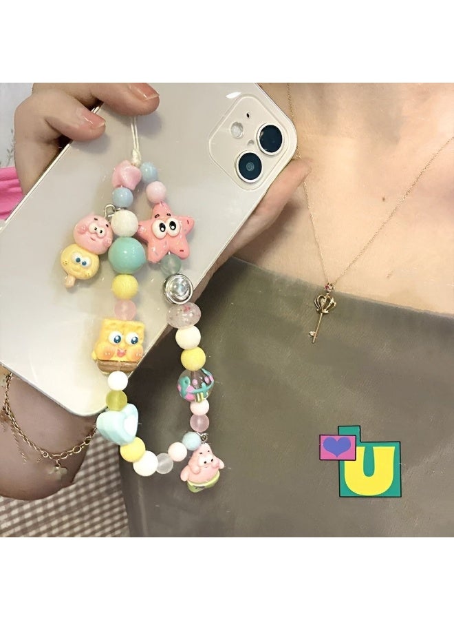 NIBEMINENT Phone Charm/ Chain Strap for Women Girls,SpongeBob Cell Phone Case Lanyard Wrist Strap