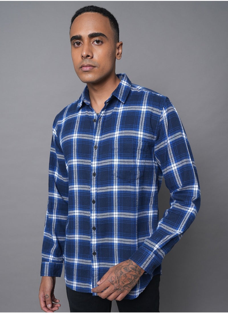 HIGH STAR - Regular Fit Check Shirt for Men, Spread Collar - Image 1