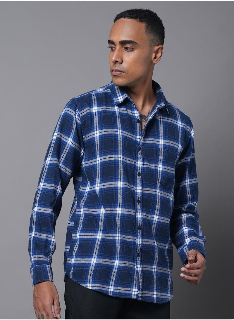 HIGH STAR - Regular Fit Check Shirt for Men, Spread Collar - Image 1