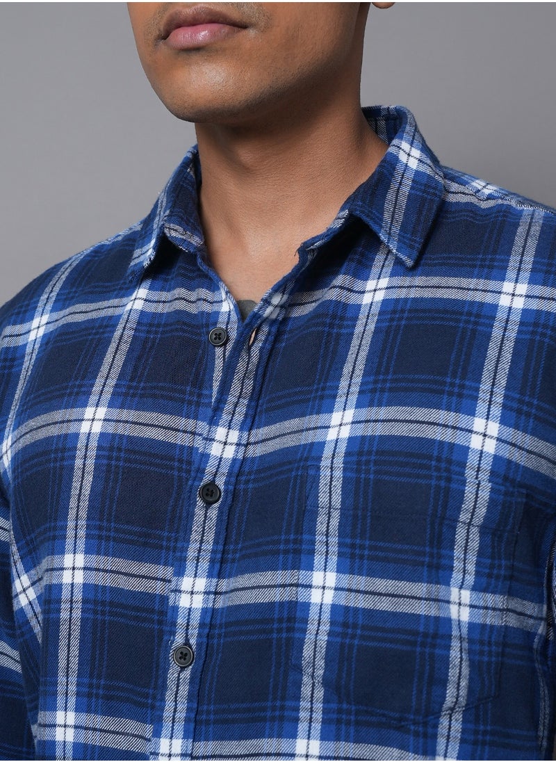 HIGH STAR - Regular Fit Check Shirt for Men, Spread Collar - Image 1