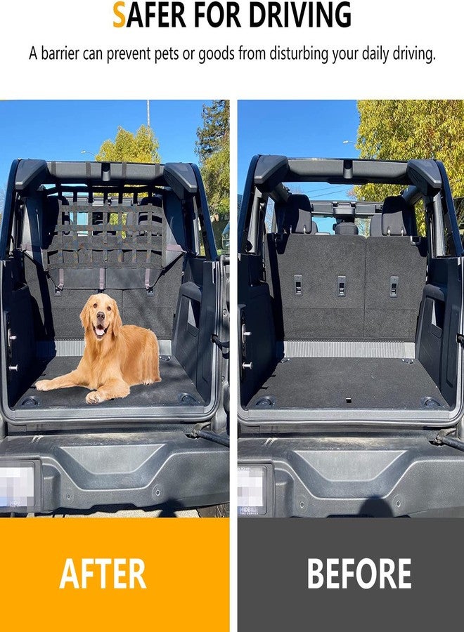 RERPRO for Ford Bronco Pet Dog Safety Barrier Divider Trunk Cargo Isolation Mesh Net for Ford Bronco 4 Door 2021 2022 2023 2024 2025 Driving Safely with Pet for Small Medium Large Pets - Image 2