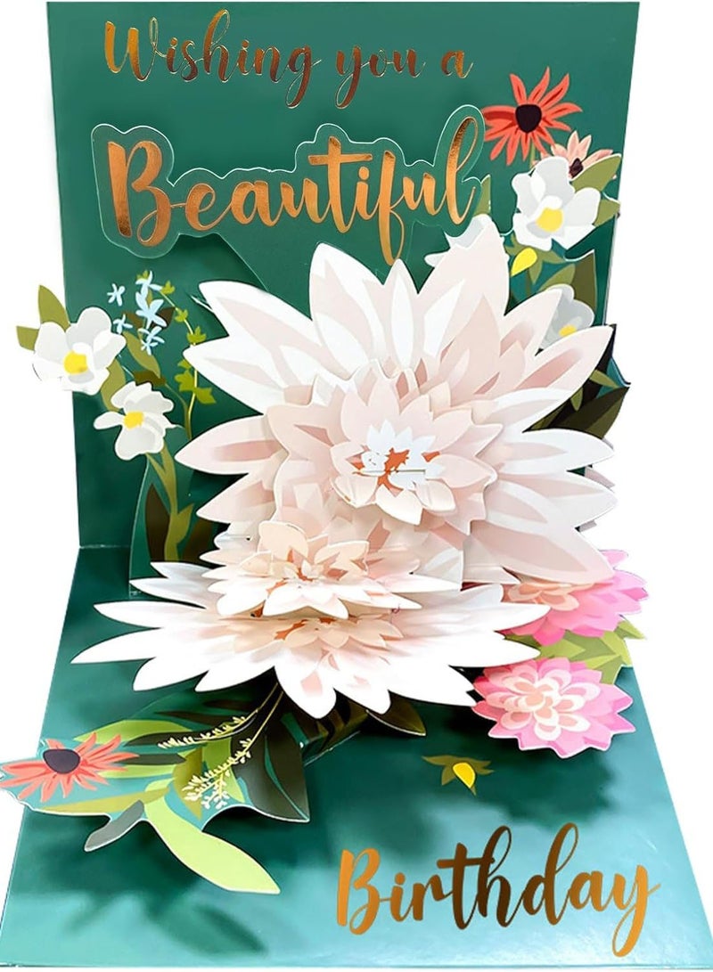 MAOGEDA Birthday Cards for Women, Lotus Flower Forever Paper Pop Up Greeting Card 3D Popup Birthday Gift Greeting Cards with Envelope for Anniversary, Birthday, Special Celebration  - Image 1