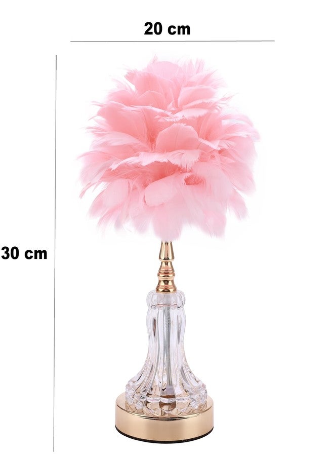 HOME ELEMENTS Modern Feather Table Lamp, Night Lamp for Bedroom Living Room Decor Home Decor Warm Light Classic Bedside Desk Lamp, Study Lamps, with 2 Way LED (No Bulb Required) (Pink) - Image 4