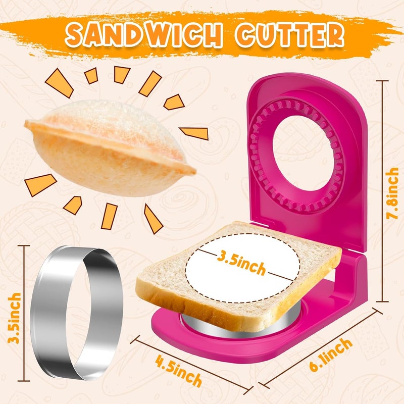 GLSY Metal Sandwich Cutter and Sealer - Round Crustless Sandwich Cutter for Peanut Butter and Jelly‌ Sandwich Maker, PB&J Snacks Party Food Prep - Image 2
