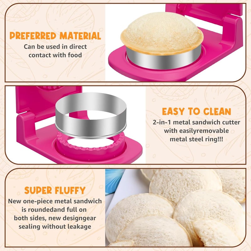 GLSY Metal Sandwich Cutter and Sealer - Round Crustless Sandwich Cutter for Peanut Butter and Jelly‌ Sandwich Maker, PB&J Snacks Party Food Prep - Image 3