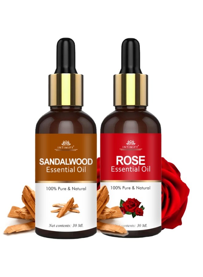 INTIMIFY زيت الورد العطري وزيت خشب الصندل العطري من إنتيميفاي (30 مل لكل منهما) - Image 1