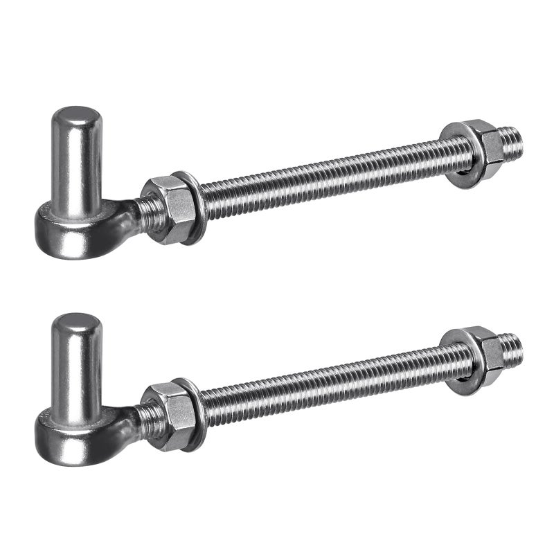 Insaga J Bolt Gate Hinge 304 Stainless Steel Farm Gate Hinges M12 x 8 Gate Hinge Bolt 58 for Chain Link FenceFarmWooden FenceDriveway Supports up to 500lbs 2pcs