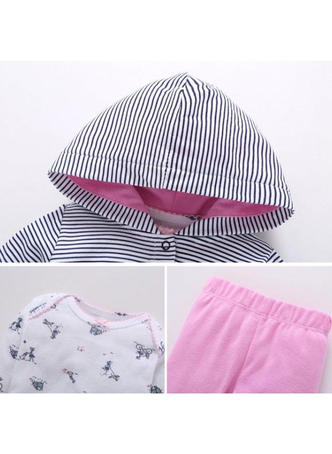 MiniMe Three-Piece Clothing Set for Girls | 0-6 Month | Various | Cotton | High Quality |hooded jacket cardigan with a bodysuit and pants | Comfortable | Durable & Long Lasting | Soft Touch - Image 3