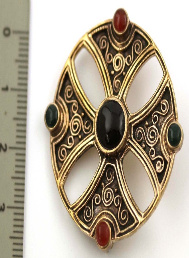 LynnAround Bronze Green N Red Agate, Black Onyx Pins and Brooches Norse Nordic Irish Celtic Knot Vintage Thailand Jewelry (Brooch V.2) - Image 4
