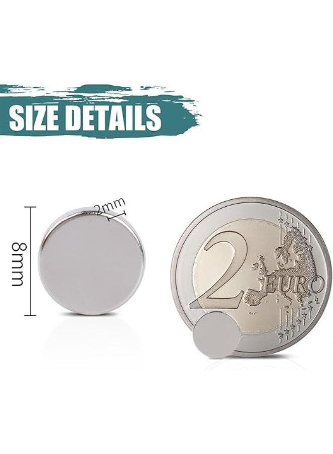 VITION 60pcs Neodymium Disc Magnets 8x2mm, Super Strong Rare Earth Magnets for Fridge, Whiteboard, Crafts (Silver) - Image 2