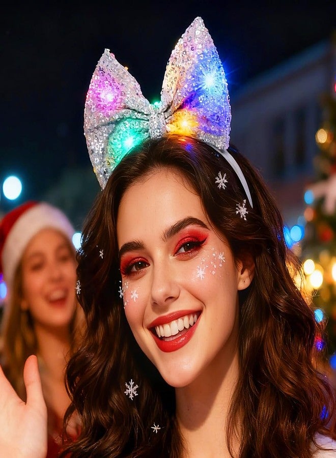 اوريو طوق شعر مضيء على شكل فيونكة من Urieo، إكسسوارات شعر للنساء لعيد الميلاد ورأس السنة الجديدة، مزود بإضاءة LED - Image 2