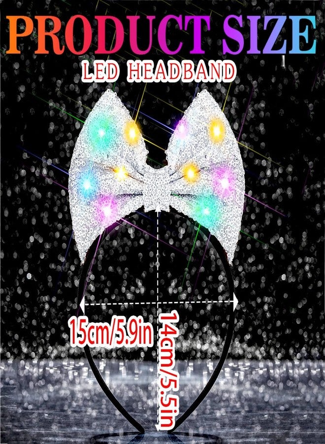 اوريو طوق شعر مضيء على شكل فيونكة من Urieo، إكسسوارات شعر للنساء لعيد الميلاد ورأس السنة الجديدة، مزود بإضاءة LED - Image 3