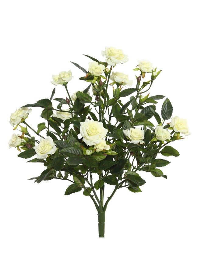 Vickerman Everyday Artificial White Mini Diamond Rose Bush 15" Long Premium Faux Flowers For Wedding Or Home Decor Maintenance Free - Image 2